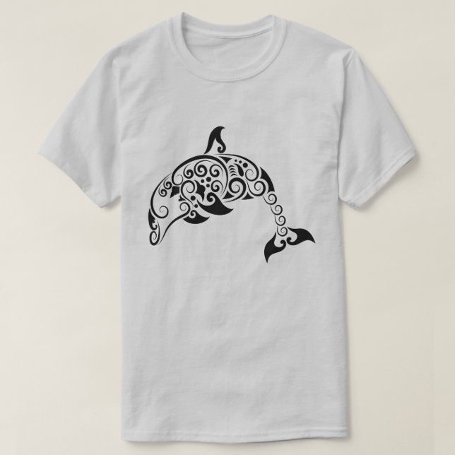 Intrikat Ornamentalt Mandala Delfindesign T Shirt (Design framsida)