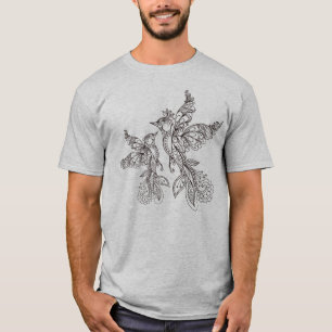 Intrikat Ornamentalt Mandala Exotiska Fåglar Desig T Shirt