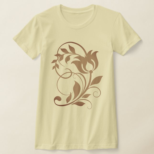 Intrikat Ornamenterad Botanisk Tulpanblomma Design T Shirt (Laydown)