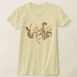 Intrikat Ornamenterad Botanisk Virvel- och Bladsde T Shirt