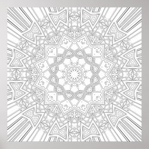 Intrikat polygonal stjärnknall mandala konstdesign poster