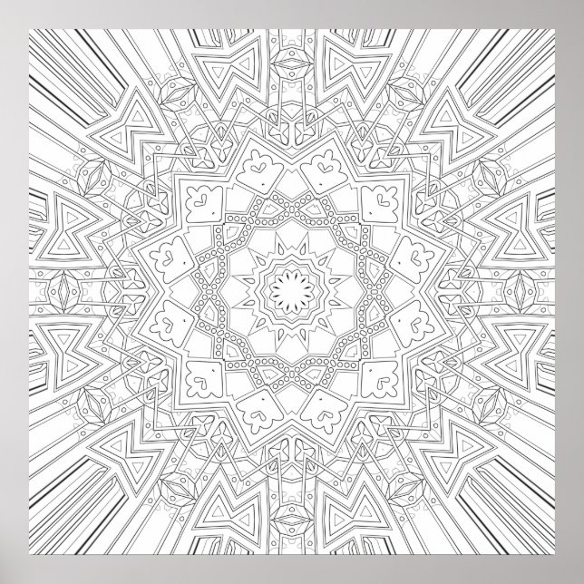 Intrikat polygonal stjärnknall mandala konstdesign poster (Framsidan)