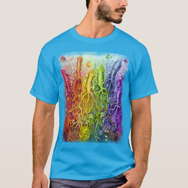 Intrikat Regnbågsbläckfisk T-Shirt (Framsida)