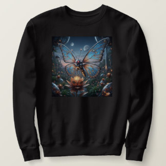 Intrikat robotfjäril på Steampunk Lotus Lång Ärmad Tröja