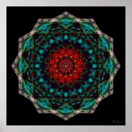 Intrikat röd turkos geometrisk mandala-konst poster