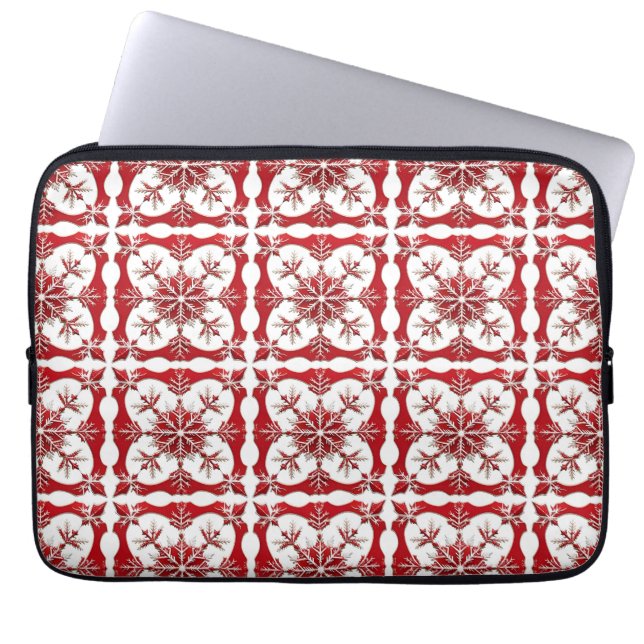 Intrikat rödsnöflingedesign  laptop fodral (Framsidan)
