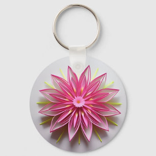 Intrikat Rosa Blommig Origamidesign Nyckelring