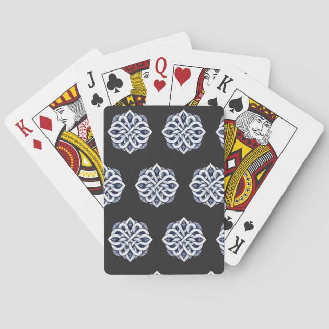 Intrikat sammanflätat keltiskt knutmönster casinokort (Baksidan)