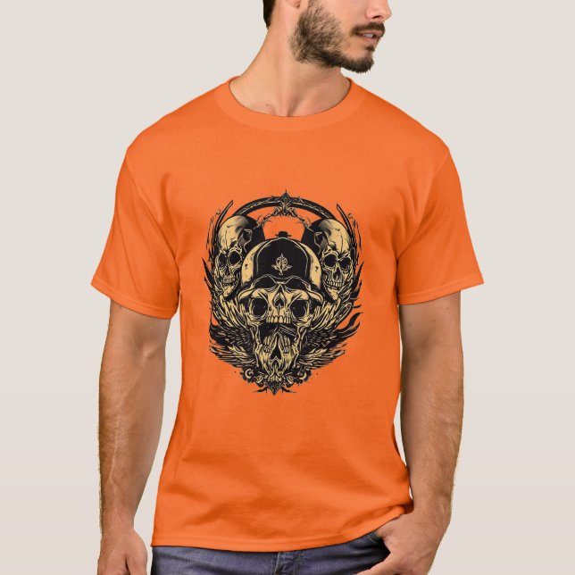 Intrikat skalle-design t shirt (Framsida)