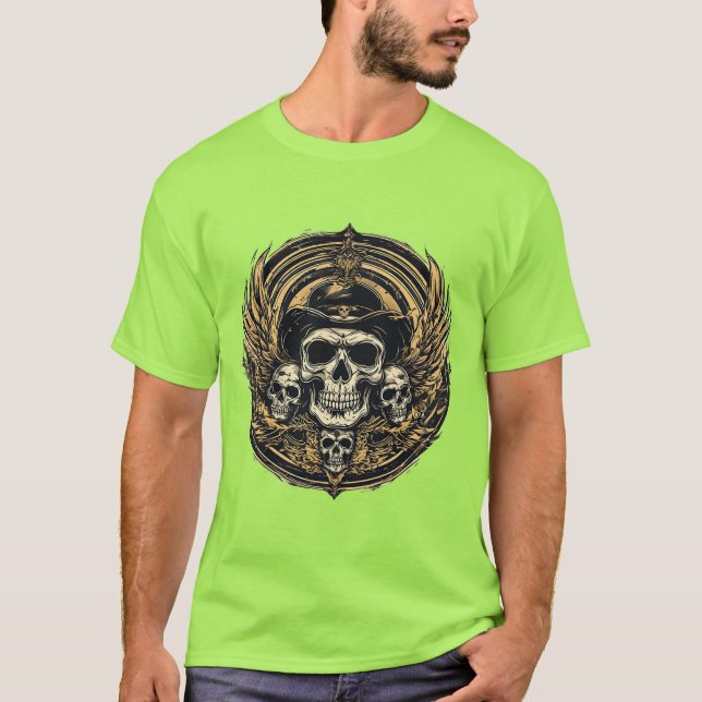 Intrikat skalle-design t shirt (Framsida)