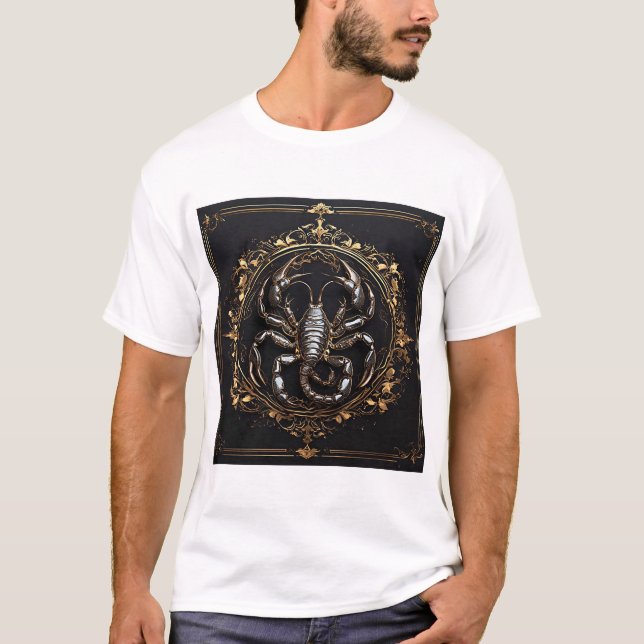 Intrikat skorpionsdesign med utsmyckade accenter t shirt (Framsida)