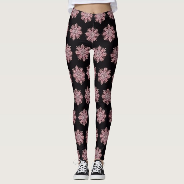 Intrikat snöflingedesign leggings (Framsida)