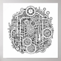 Intrikat Steampunk-decoupagemall Linjekonst