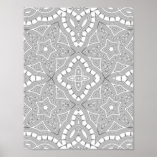 Intrikat stjärn-mandala-mönster Färgläggnings sida Poster