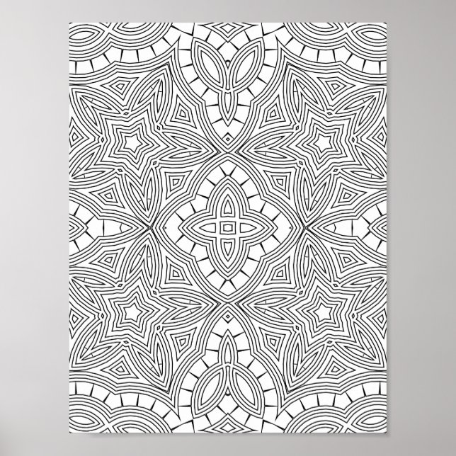 Intrikat stjärn-mandala-mönster Färgläggnings sida Poster (Framsidan)