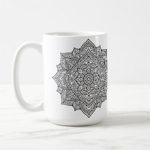 Intrikat svart linjemandalakonst kaffemugg