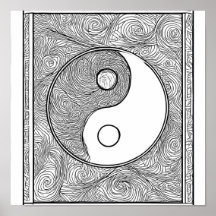 Intrikat symmetrisk målarbild: Yin Yang 