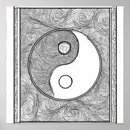 Intrikat symmetrisk målarbild: Yin Yang Poster