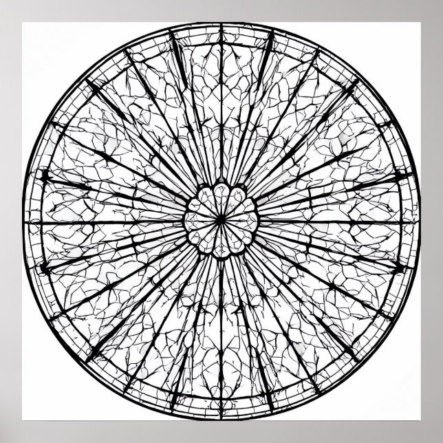 Intrikat symmetrisk mönster: Radiell Mandala Poster (Framsidan)