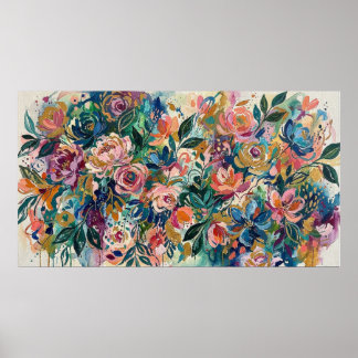 Intrikat trädgårdsaffisch med blommotiv poster