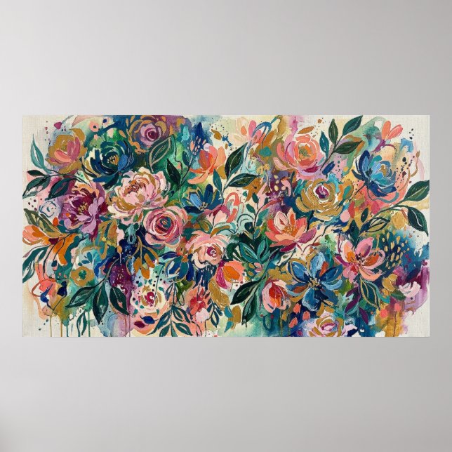Intrikat trädgårdsaffisch med blommotiv poster (Framsidan)