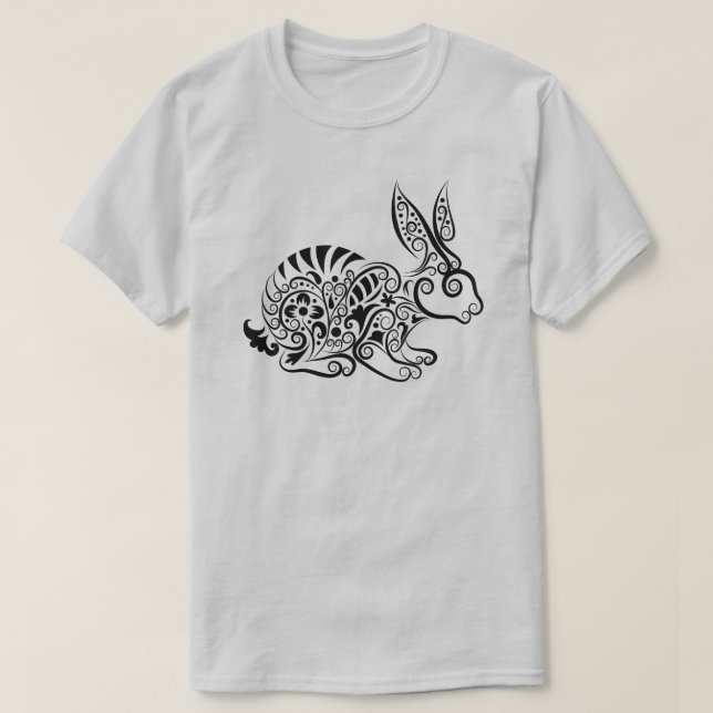 Intrikat utsmyckad mandala-kanindesign t shirt (Design framsida)