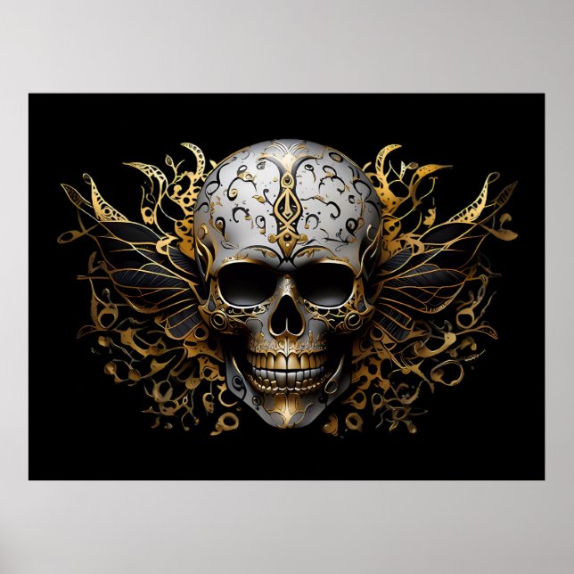 Intrikate Gold Smiling Tribal Skull Poster (Framsidan)
