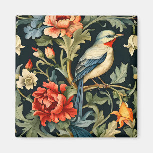 Intrikera Blommigt med fågel Magnet
