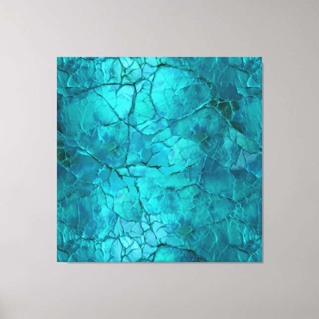 Intrikera sprickor, Linjer i Teal och turkos Canvastryck (Framsida)