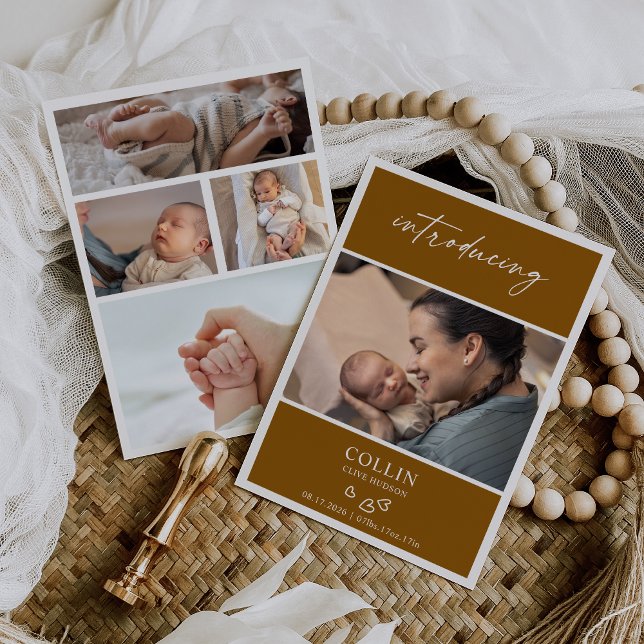 Introducing Baby Photo Collage Announcement Card Inbjudningar (Skapare uppladdad)