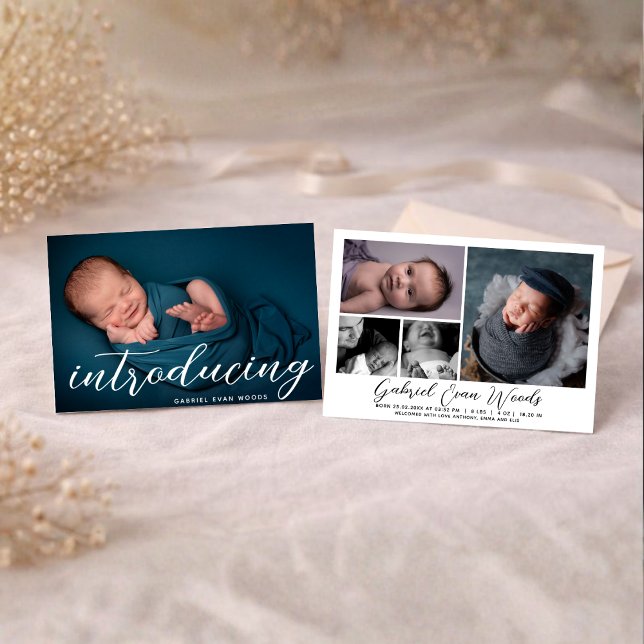 Introducing Personalized Name Photo Collage Birth Meddelande (Skapare uppladdad)