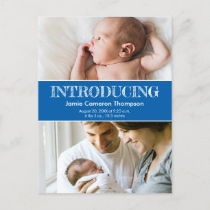 "Introducing" Postkort för födelsemeddelande i Poj Meddelande Vykort