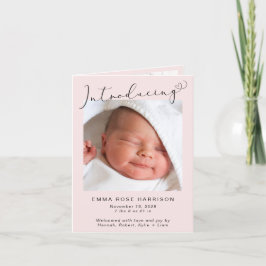Introduktion av foton Rosa Flicka Birth Meddelande