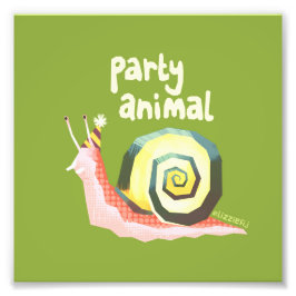 Introduktion av liten teckning i grönt party snige fototryck