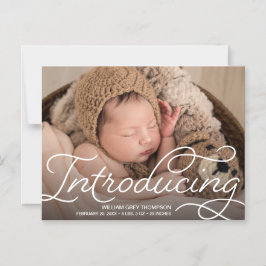 "Introduktion" Modern Magnetic Baby Birth Announce Magnetisk Inbjudningskort