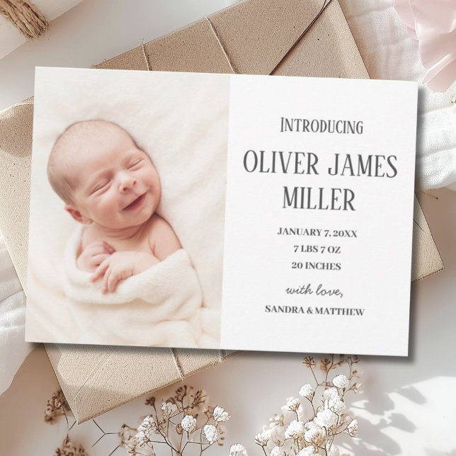 Introduktion till Baby Birth Anouncement Photo Col Meddelande (Skapare uppladdad)