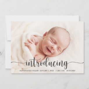 Introduktion till Baby - födelsemeddelandefotokort Meddelande