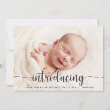 Introduktion till Baby - födelsemeddelandefotokort
