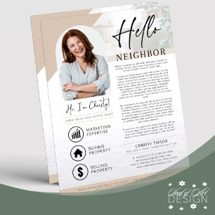 Introduktion till Cream Hej granne Realtor Agent Reklamblad
