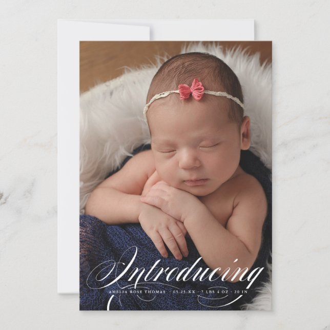 Introduktion till Elegant Fullt Bleed Photo Nyfödd Meddelande (Framsida)