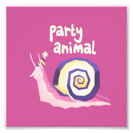Introduktion till liten teckning i rosa party snig fototryck