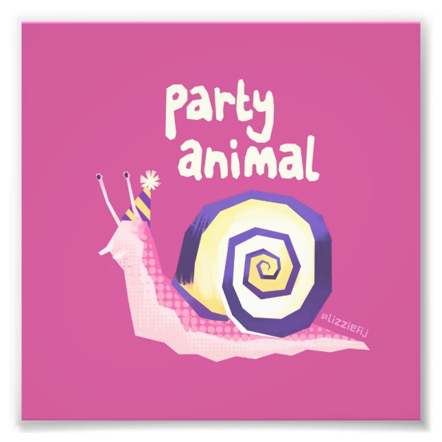 Introduktion till liten teckning i rosa party snig fototryck (Framsidan)