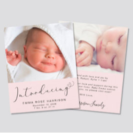 Introduktion till Photos Rosa Girl Birth Notice