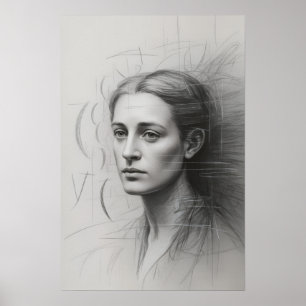 Introspektiv studie: Grafitporträtt Poster