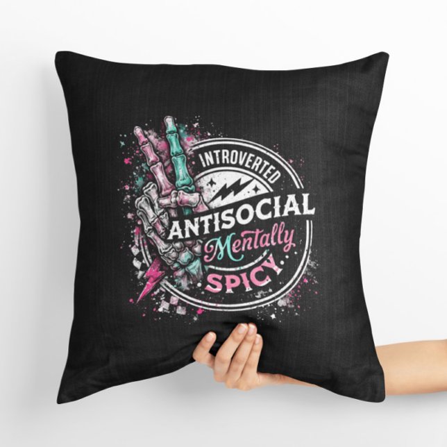 Introvert Antisocialt Mentalt Kryddat Skelett  Kudde (Skapare uppladdad)