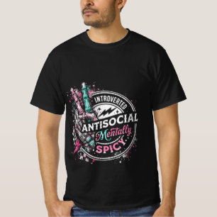 Introvert Antisocialt Mentalt Kryddat Skelett T Shirt