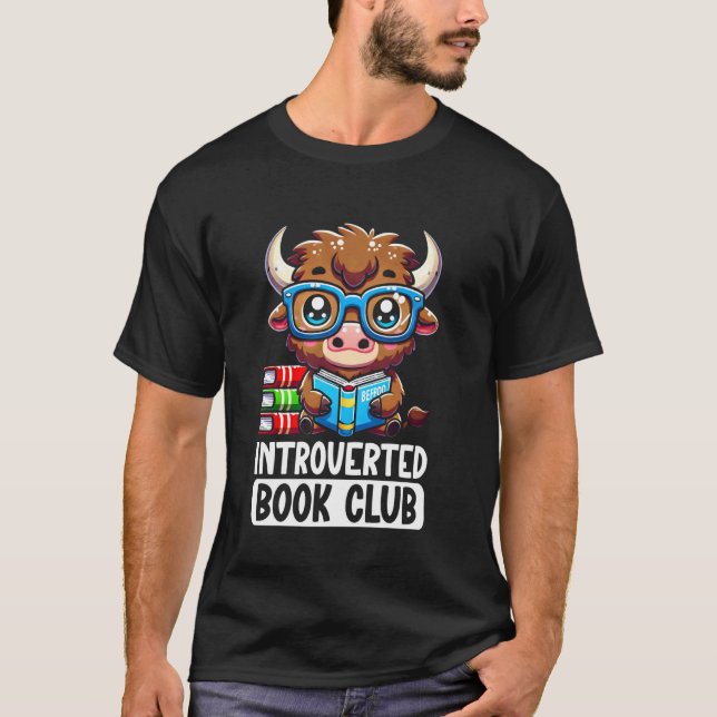 Introvert bokklubb Läsarälskare Bisonoxe T Shirt (Framsida)