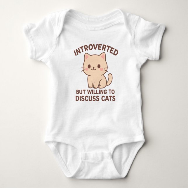  Introvert But Discuss Cats Baby One-Pieces T Shirt (Framsida)