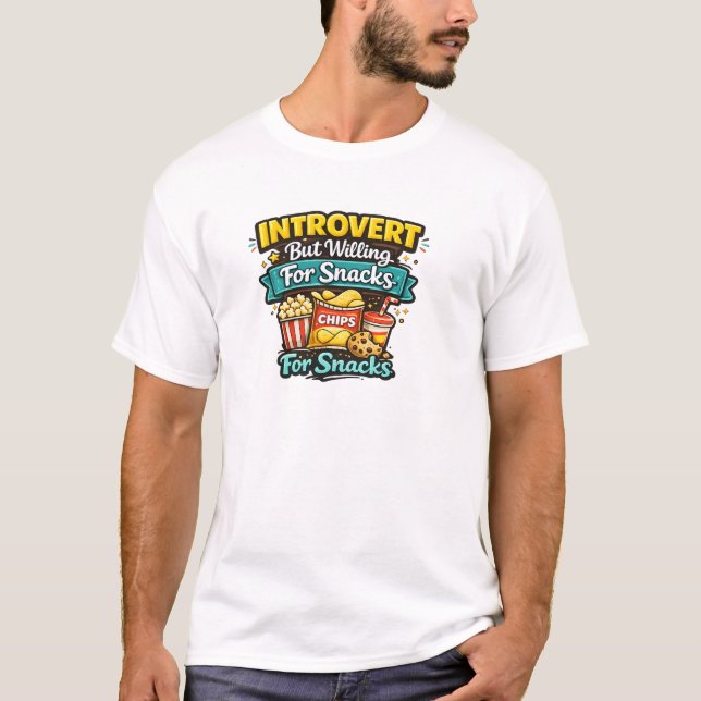 Introvert But Willing For Snacks T Shirt (Framsida)