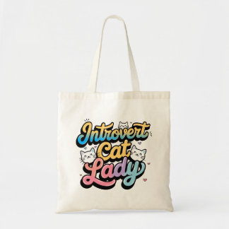 Introvert Cat Dam Tote Bag Tygkasse